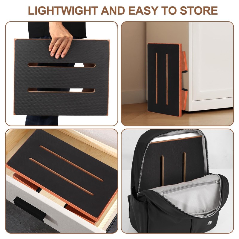 Step Stool Foldable, Wooden Step Stool with Non-Slip Rubber Stepping