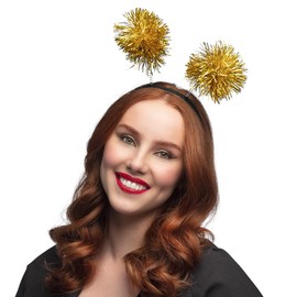 Glitter Headband with Pompoms | Gold