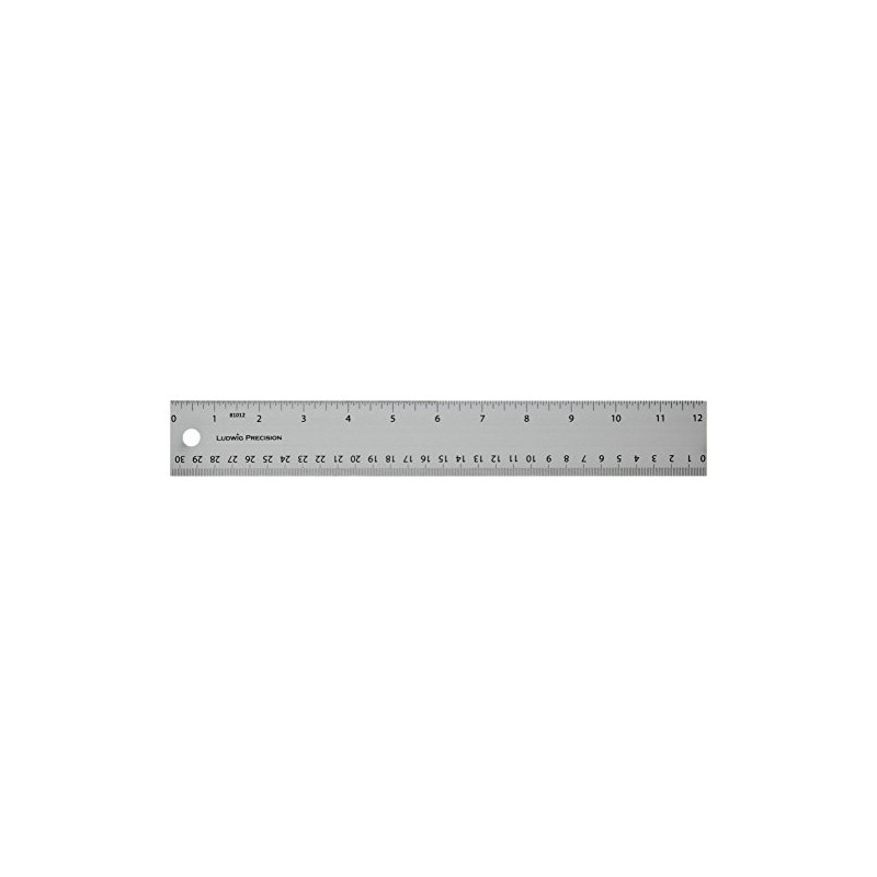 Ludwig Precision Aluminum Straight Edge Ruler, 12-INCH, Silver