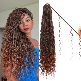 Goddess Box Braids Crochet hair -24 Inch 9 Packs Water Wave Boho Crochet Braids for Black Women (T30#, 24 Inch (Pack of 9))