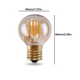 Lxcom Lighting G40 LED Light Bulb 2W Vintage Edison Globe Light Bulb 2200K Warm White G40 Amber Glass E17 Intermediate Base Decorative String Light Bulbs Outdoor Replacement Bulbs, AC120V(5 Pack)