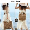 SUKUTU Flower Pearls Straw Tote Bag for Women Summer Beach