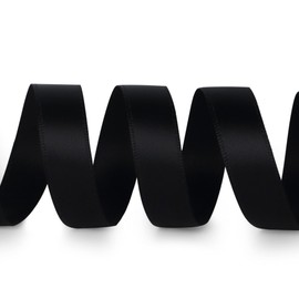 Ribbli Double Faced Black Satin Ribbon,1/2” x Continuous 25 Yards,Use for Bows Bouquet,Gift Wrapping,Floral Arrangement