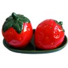 Novelty Glazed Ceramic Strawberry Shaped Salt and Pepper Pots/Shakers Set