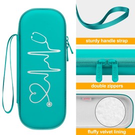 BOVKE BOVKE Stethoscope Case, Lightweight Slim Stethoscope Holder Compatible with 3M Littmann Classic III, Lightweight II S.E, Littmann Cardiology IV, MDF Acoustica Deluxe Stethoscopes, Emerald