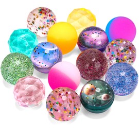 Pllieay 15PCS Bouncy Balls for Kids with Storage Bag, 5 Styles 32mm Bounce Balls for Kids Birthday Party Favors, Goodie Bag Fillers
