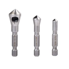 T&F Cross-Hole Countersink Drill Deburring Countersink Set, 3 Pieces, 90 Degree Countersink Drill Bit Sets for Countersink Chamfer Metal Wood Drill with 1/4 Inch Hex Shank