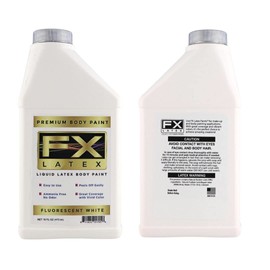 Liquid Latex - Face and Body Paint, Ammonia Free, Easy On and Off, Cosplay Makeup, Create Professional Monster, Zombie Arts 16 Oz (Fluorescent White)