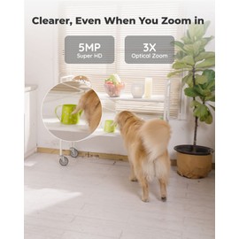 Reolink 5MP PTZ Indoor WiFi Security Camera, 2.4GHz 5GHz Dual-Band WiFi, 3X Optical Zoom WiFi CCTV Camera for Elder Pet Baby, 2 Way Audio, with SD Card Slot, E1 Zoom