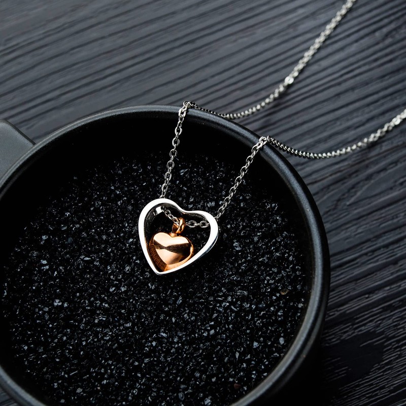 VELESAY Cremation Urn Pendant Necklace for Memorial Stainless Steel Ashes