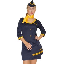 Maylynn 14142, costume stewardess flight attendant with bag., large, blue