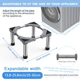 Mini Fridge Stand with 4 Strong Feet Washing Machine Stand Base Adjustable Universal Stand Base for Portable Refrigerator Dryer Stand Laundry Pedestal Appliance 9.8"-11" Height(Gray)45-65 cm