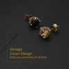 KZZENKI Crown Gold Earrings for Men Black and Gold Stud