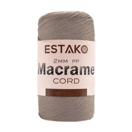 Estako 2 mm PP Polyester Macrame Cord 100% Polypropylene Perfect Supplies for DIY Crafts Wall Hanging, Plant Hangers, Knitting 7 Oz (200g) / 246 Yrds (225 m) (3037 - Latte)