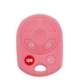 2pcs 4Button Soft Rubber Keyless Entry Remote Car Key Fob Cover Case for Ford Escape Explorer Mustang Transit Fusion Focus Lincoln Navigator Zephyr, Red Pink