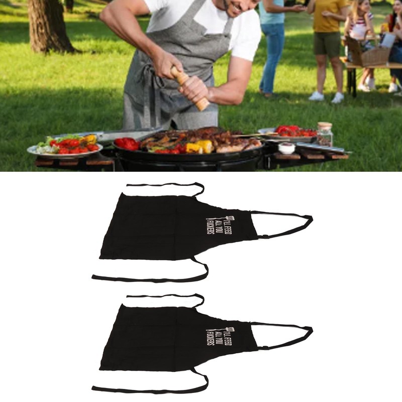 2pcs Kitchen Cooking Aprons Adjustable Bib Soft Chef Apron with