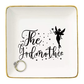 NZY Jewelry Holder For Godmother-Godmother Gifts from Godchild - Birthday Baptism Mothers Day Christmas gifts for Godmother -Trinket Tray Gift for Godmom -Ring Dish Gift for Godmother from Godchild