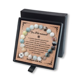 Happy Retirement Gift for Coworker Colleague Compass Bracelet for Women Mens Farewell Graduation Gifts for Best Friend Natural Stone Bracelet for Coworkers Going Away Gift for Women Men