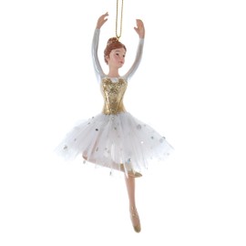 Kurt Adler Brunette Arms Up Ballerina Ornament, 6.5“