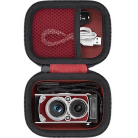 (Case Only) CHUZHAO Vintage Mini Digital Camera Storage Case for Retro Camera - Aenllosi, red, retro