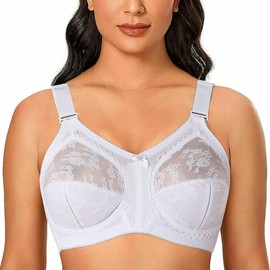 Ayigedu Ladies Plus Size Bra Minimiser Full Coverage Firm Hold Non Padded No Wired 40G White