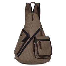 KL928 Canvas Sling Bag Men and Women, Crossbody Chest Bag, Shoulder Backpack, Shoulder Bag, Backpack Shoulder Slingbag for Men Women, Brown