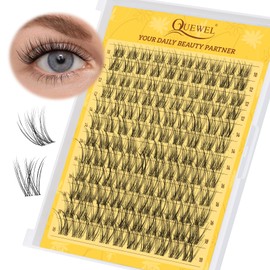 QUEWEL Wimpern-Extensions 120Stk natürliche Cluster-Lashes, D-Curl feine Lash-Cluster Mix 10–18mm mit superdünnes Band, individuelle DIY-Wimpernverlängerung zu Hause (QU40)