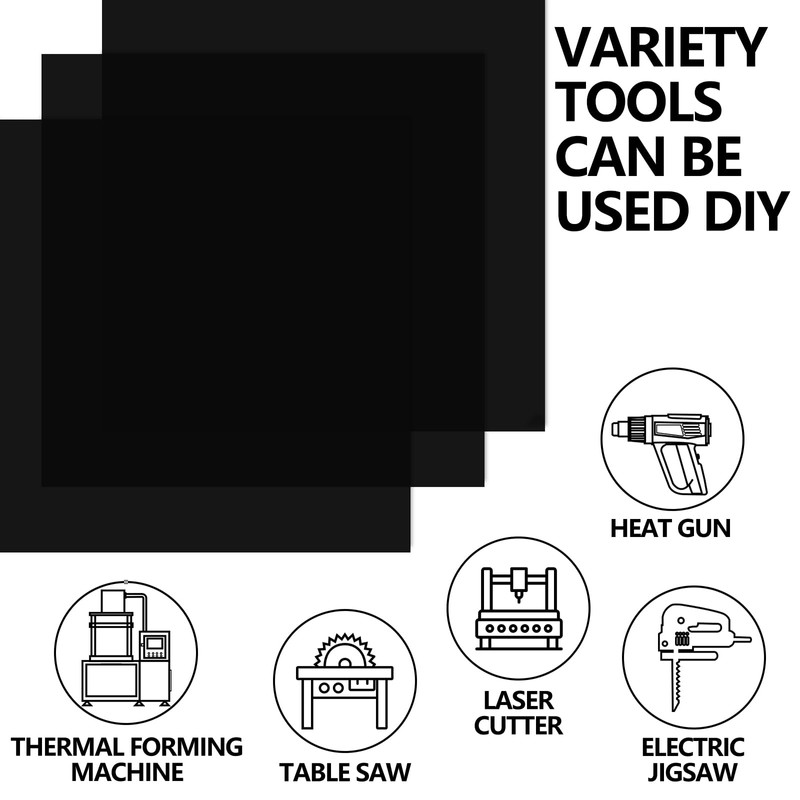Frddiud 3 Pcs Black Transparent Acrylic Sheets, 12 x 12