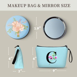 SEAMOON Birthday Thank You Appreciation Monogrammed Gifts for Mom Aunt Teacher Sister Friend Coworkers Bride Bridesmaid Makeup Cosmetic Bag with Mirror Mothers Day Christmas Graduation C