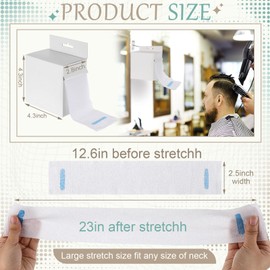 Marspark 5 Rolls Barber Paper Neck Strips with Hanging Dispenser Professional Stretchy Paper Neck Band Protector Barbershop Hairdressing Accessory Tool