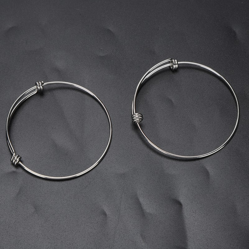 10Pcs Stainless Steel Bangle 1.6mm Adjustable Expandable Coil Bracelet DIY