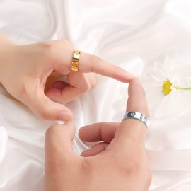 AmorArtSky Love Ring 18k Gold Silver Rings ：Friendship Ring With Screw Design Inlay Cubic Zirconia Stainless Steel Wedding Promise Bands Jewelry Mother's Day Birthday Gifts for Women, Size 6-10, 6 7 8