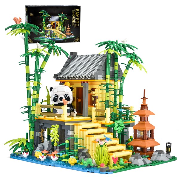 BNG Panda Bamboo House Building Set for Adults 1443 pcs,