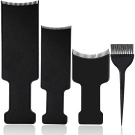 Mudder 4 Pcs Balayage Highlighting Board with Teeth Hair Dye Paddle  (Black)