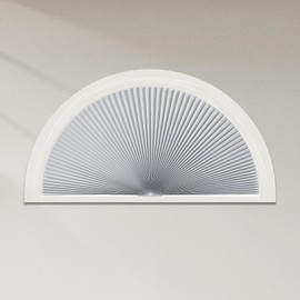 Tonature Arch Window Shades Half Circle Blackout Cellular Shades Cordless No Drill for Windows Half Moon Honeycomb Fabric No Tools Honeycomb Shades Easy Install (White-Blackout 36" X 72")