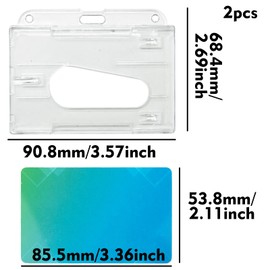 ID Card Badge Holder, 2 Pieces Clear Badge Holders Hard Plastic Card Holder ID Credit Card Protector with Thumb Slot