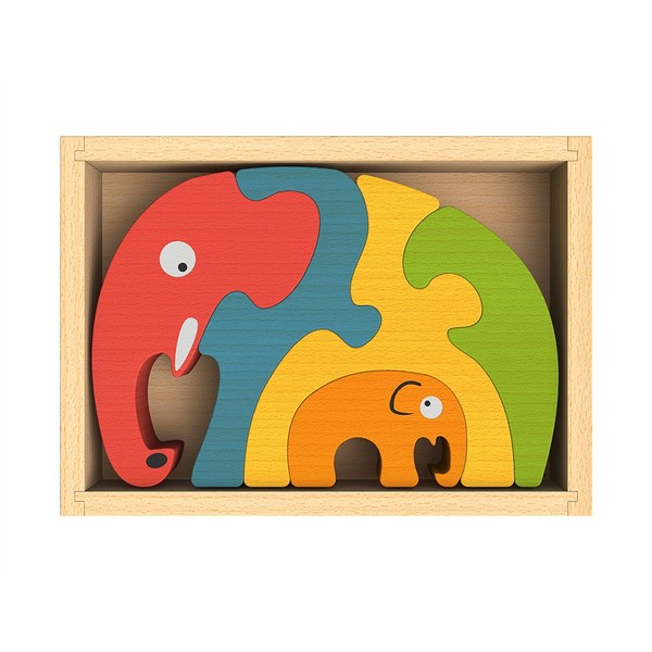 BeginAgain Elephant Family Puzzle - Creativity and Storytelling Skills - 5 Piece Set, Kids 2 and Up