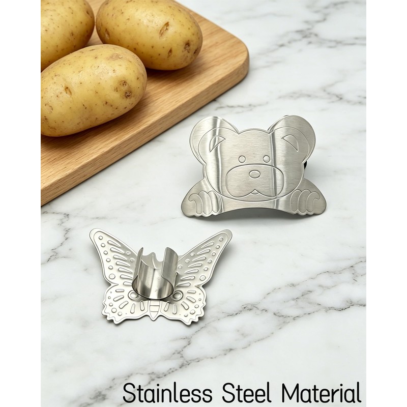 Adjustable Stainless Steel Finger Guards for Cutting Food - 2-Piece