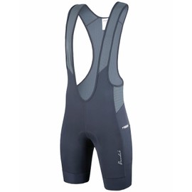 Przewalski Men's Cycling Bike Bib Short with Phone Pockets,4D Padded Breathable Biking Bicycle Bib Tights, Gray With Pockets, Large