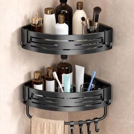HAWOO Repisas para Baño Esquinero 2 Pack Sin Taladros