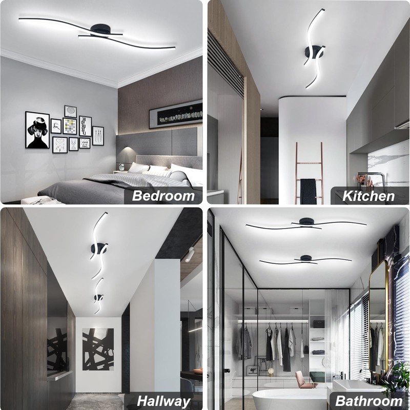 28W Linear Ceiling Light Black Modern LED Ceiling Light Fixture