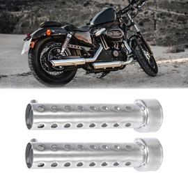 Motoforti 2pcs 35mm Universal Motorcycle Exhaust Silencer Exhaust Insert Muffler Pipe Silver Tone