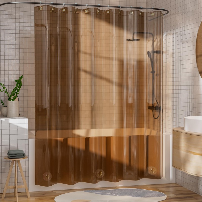 AmazerBath Shower Curtain Liner, 100% EVA Soft Clear Amber Heavy