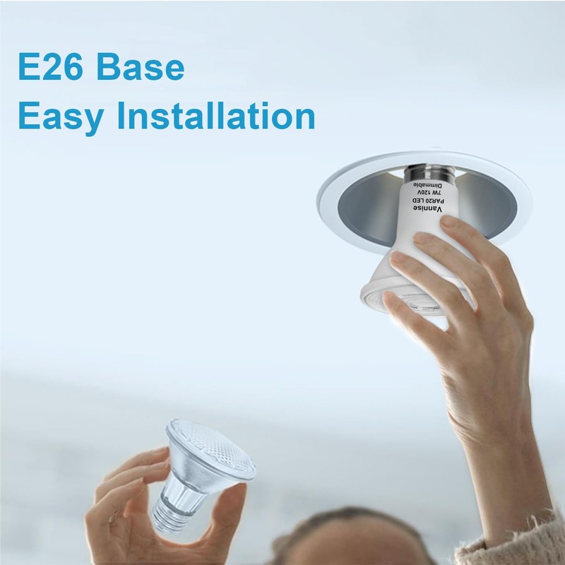 Vannise PAR20 LED Bulbs 5000K Daylight, 6 Pack Long Lasting