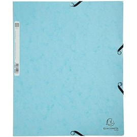 Exacompta 55528E Portfolio File Aquarel, 24 x 32 cm for DIN A4, Elastic Closure, 3 Flaps, Colospan 400g/m², 1 Piece, Pastel Blue