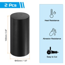 MECCANIXITY ABS Plastic Rod Round Solid Bar 45 mm x 100 mm Black for DIY Model Material, Architectural Model Making, DIY Sand Table, Pack of 2