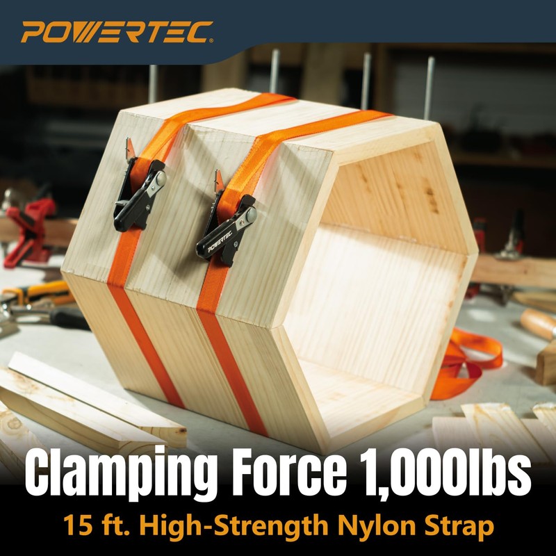 POWERTEC Adjustable Band Clamp for Woodworking - 15 ft. Adjustable