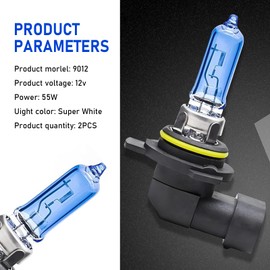 AWGUKA 2 PCS Car Halogen Light, 9012 12V 55W Ultra White Light Near Light, Anti-seismic and Waterproof Plug-and-Play fog Light Replacement Bulb, Universal for Most Cars (White)