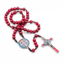 Intercession St. Benedict Holy Medal Rosary (Red)