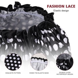 AOOWU Satin Shower Cap, Pack of 4 Waterproof Elastic Shower Cap, Reusable Double Layer Sleeping Cap for Curls Women and Girls Home Hotel Travel (Zebra + White Dot + Leopard + Safflor)